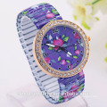 9 designs alloy band hot sale flower leopard stainless steel back quartz watch